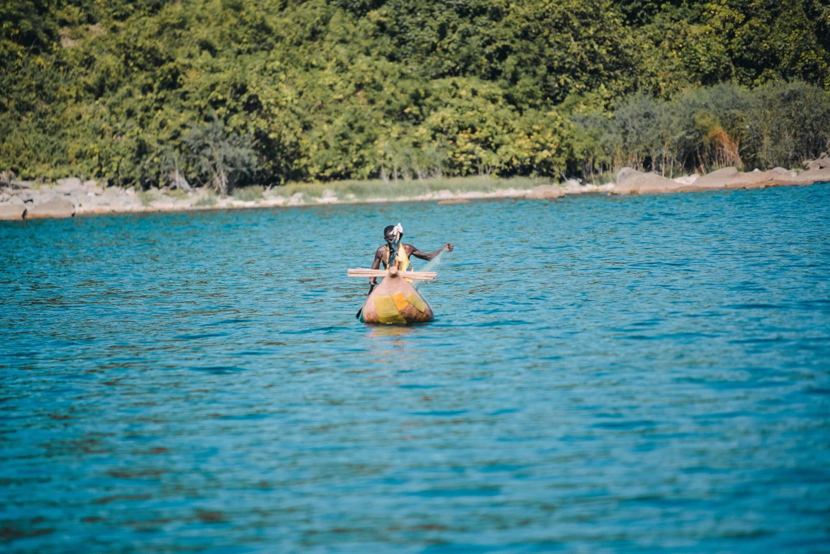Lake Malawi beach with kayaks